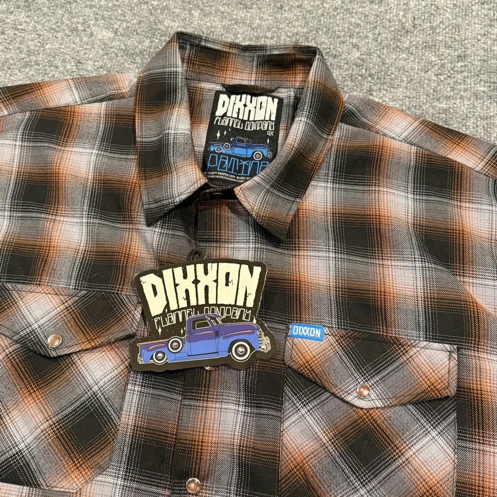Dixxon Flannel Patina Plaid Shirt  Pearl Button Up Snap Mens 4X D-Tech